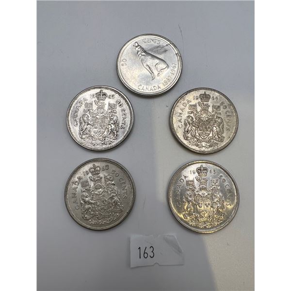 1960-1967 Canada Silver 50-Cent Pieces