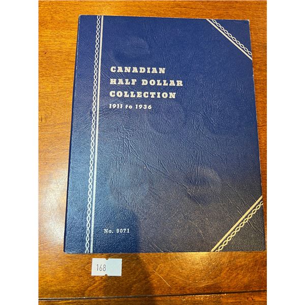 1910-1936 Canadian Silver Half Dollar Collection Book, 90% Full