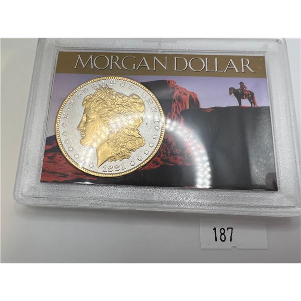 1881 USA Silver & Gold Plated Morgan Dollar