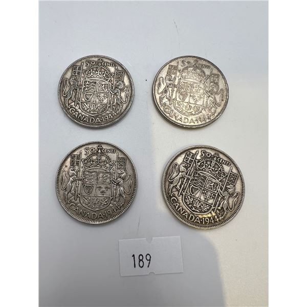 1944 Canadian Silver 50 Cent Pieces