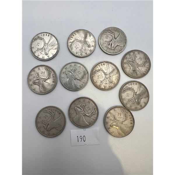 1940's Canadian Silver Quarters -  62.7 grams