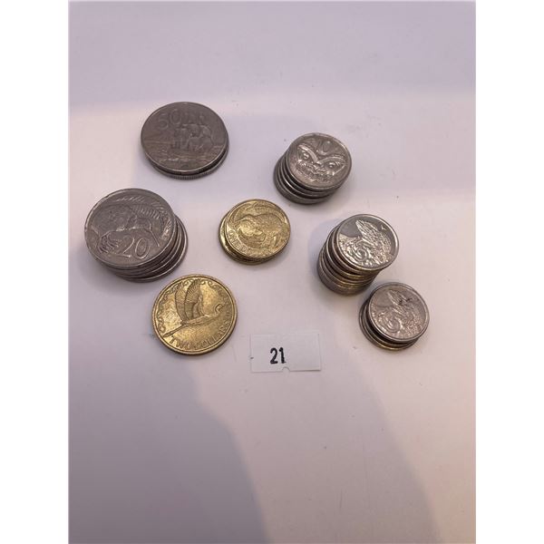 New Zealand 5, 10, 20, 50 Cent, One and Two Dollar Coins