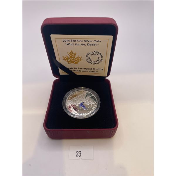 2014 $10 Fine Silver Coin "wait for me, Daddy"