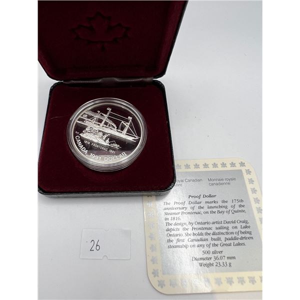 1991 175th Anniversary Of The Frontenac Proof .50 Silver Dollar
