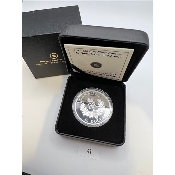 2012 $20 Fine Silver The Queen's Diamond Jubilee