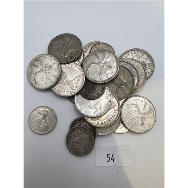 Canadian Silver Quarters & Dimes 111.5 g
