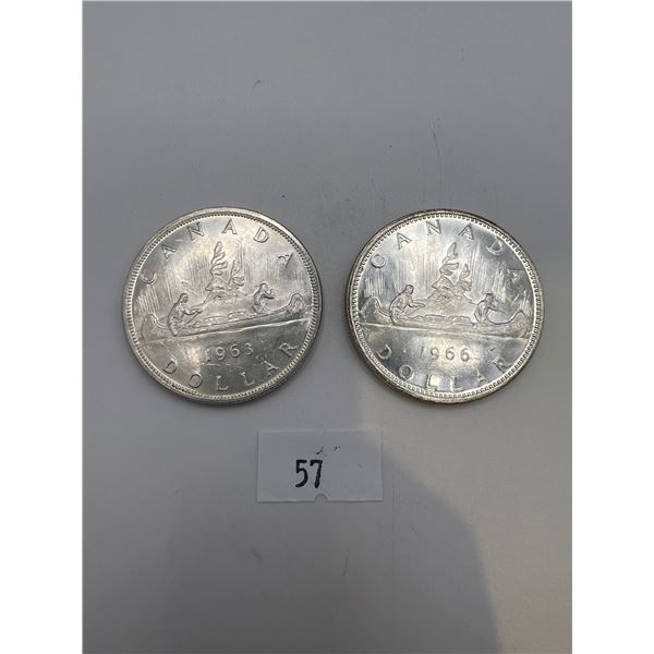 1963, 1966 Canadian Silver Dollars