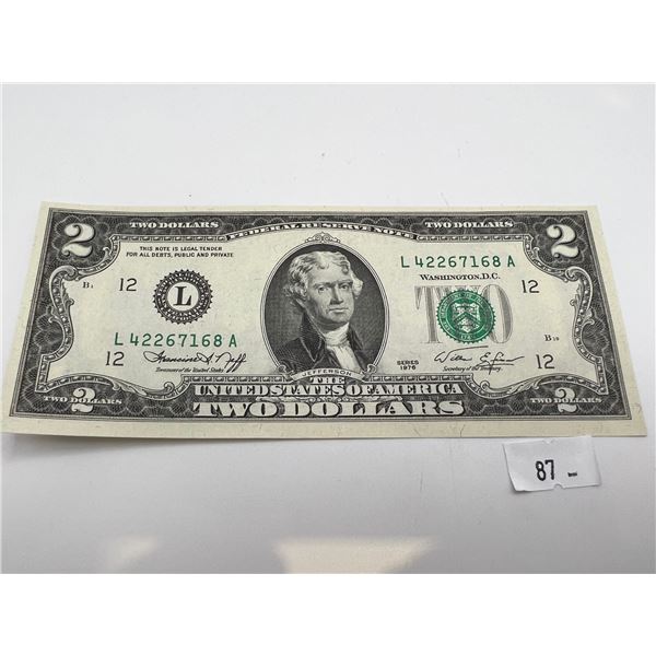 1976 2 Dollar American Bank Note