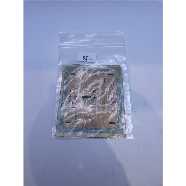 1 Lira Military Currency