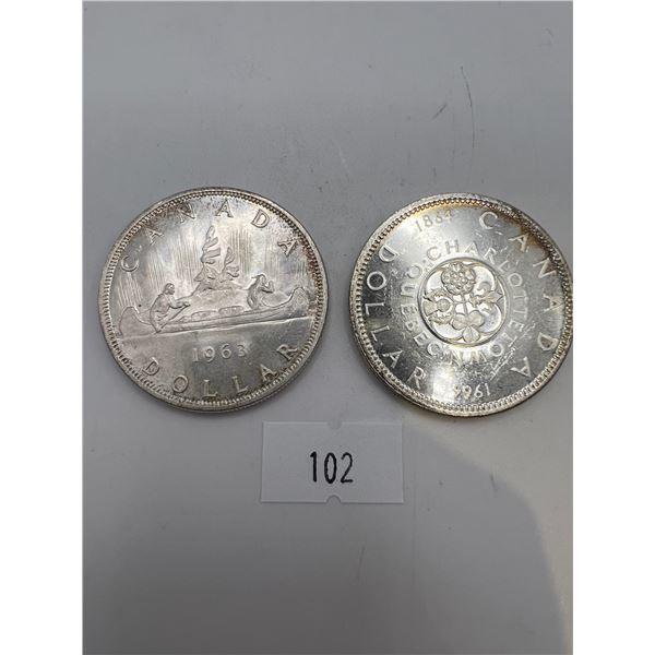 1963 & 1964 Canadian Silver Dollars