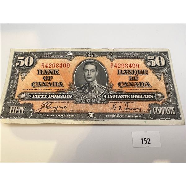 1937 Canadian $50 Banknote
