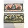 Image 1 : 1937 Canadian $2 & $20 Banknotes