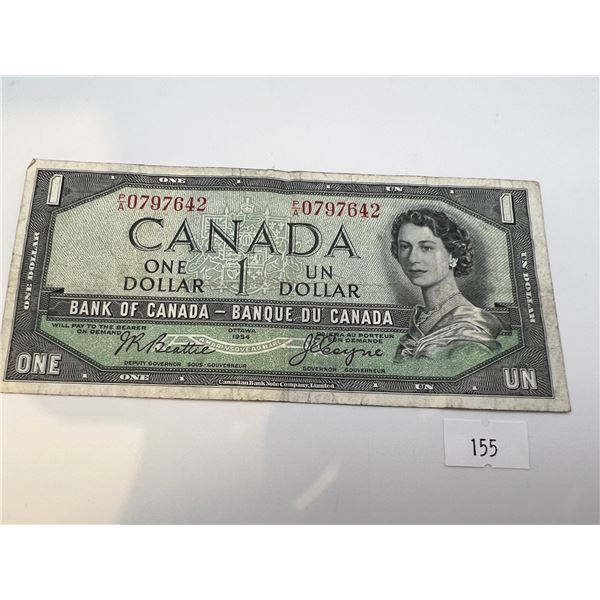 1954 Canadian "Devil's Face" $1 Banknote