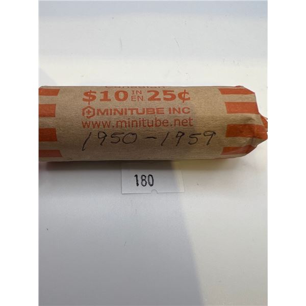 Roll of Canadian Silver Quarters 1950-1959