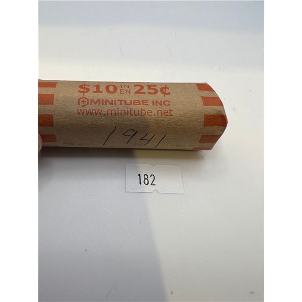 Roll of 1941 Canadian Silver Quarters