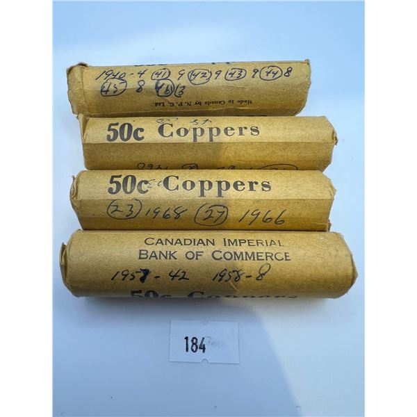 Rolls of Canadian Pennies Various Years
