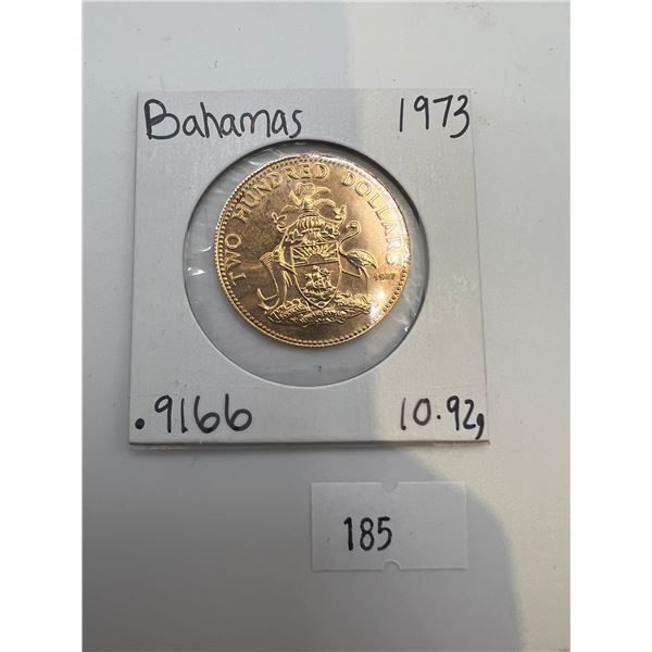 Bahamas $200 Gold Coin - 10.92g of 91.66% Gold - 1973