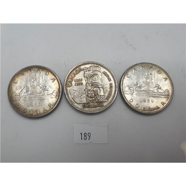 1957-1959 Canadian Silver Dollars