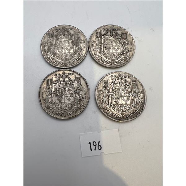 1940's Canadian Silver 50 Cent Pieces