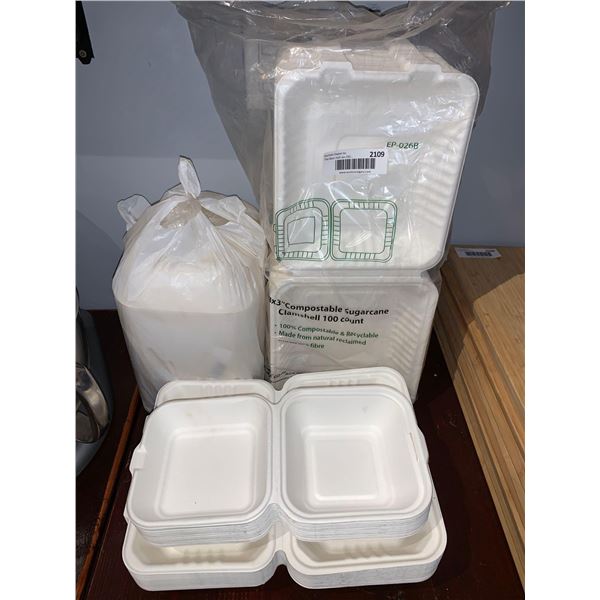Lot of asst compostible take out containers