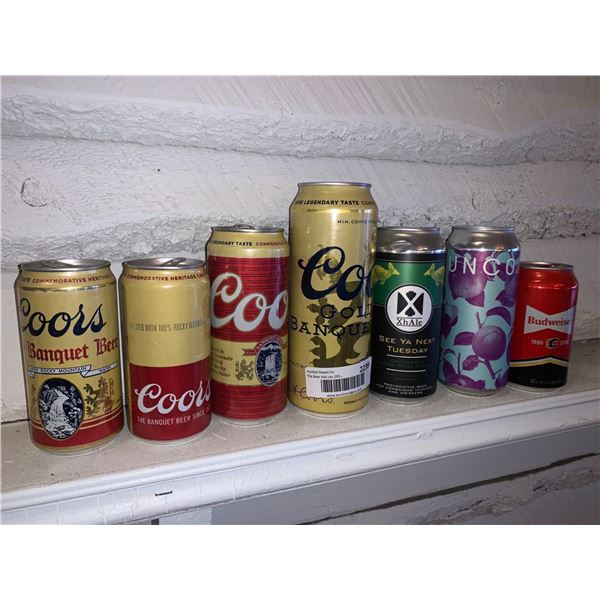 Lot of assorted beer cans display