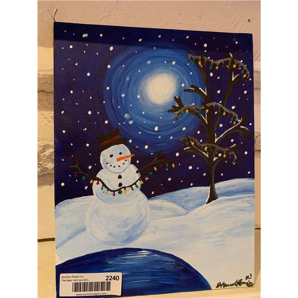 Oil on Canvas snow man picture