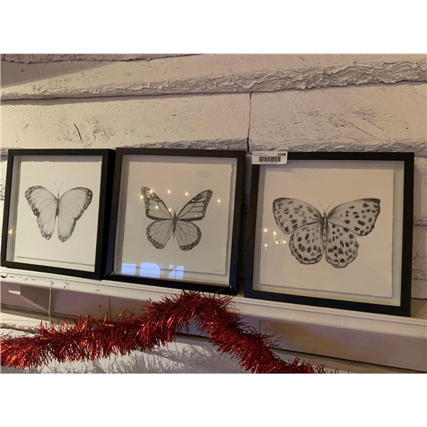 Butterfly Pictures framed lot of 3