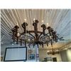 Image 2 : Vintage Wood & Wrought Iron 20 light wagon wheel style chandelier - approx 8ft x 6ft Oval. buyer mus