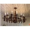 Image 3 : Vintage Wood & Wrought Iron 20 light wagon wheel style chandelier - approx 8ft x 6ft Oval. buyer mus