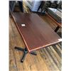 Image 2 : Restaurant Table single pedestal base with heavy wood top 33 x 21 inch
