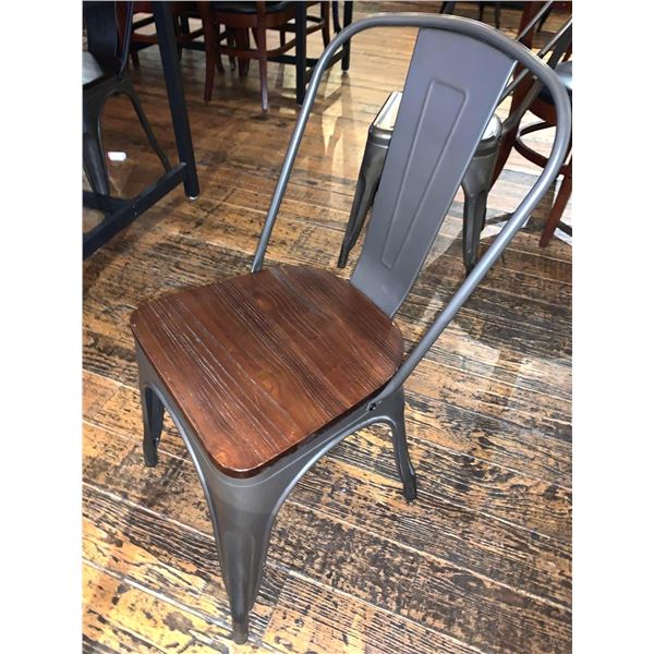 Restaurant Chair Solid Wood Seat with Heavy Metal Frame ( stackable)