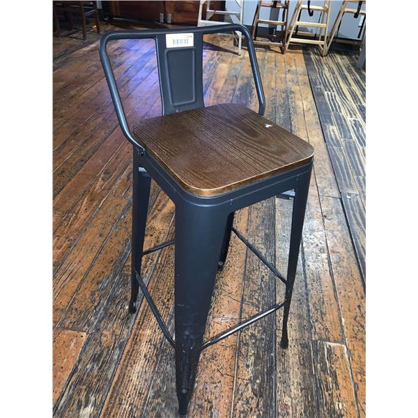 Restaurant Bar Stool solid wood seat with heavy metal