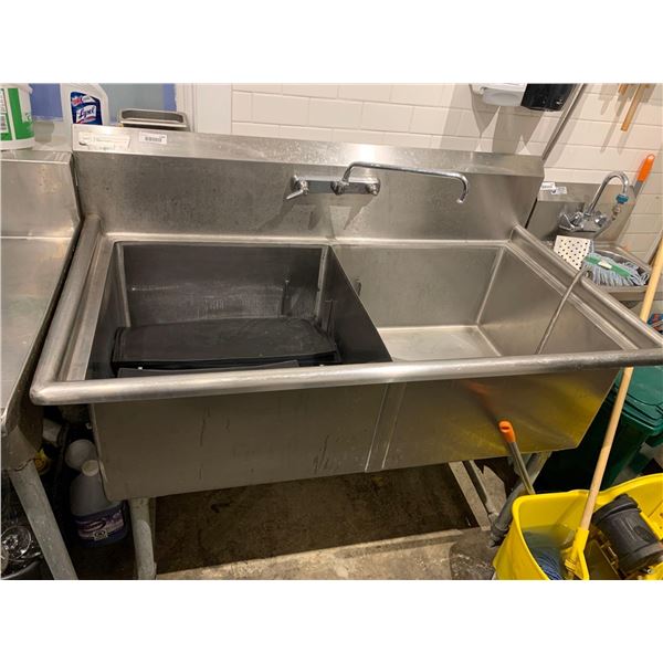 Stainless Steel Double Well Sink with Faucet 54 inch long ( buyer must disconnect & remove)