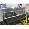 Image 2 : Stainless Steel Double Well Sink with Faucet 54 inch long ( buyer must disconnect & remove)