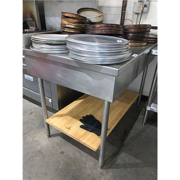 Stainless Steel Prep Table with wood shelf approx 44 x 30
