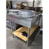Image 1 : Stainless Steel Prep Table with wood shelf approx 44 x 30