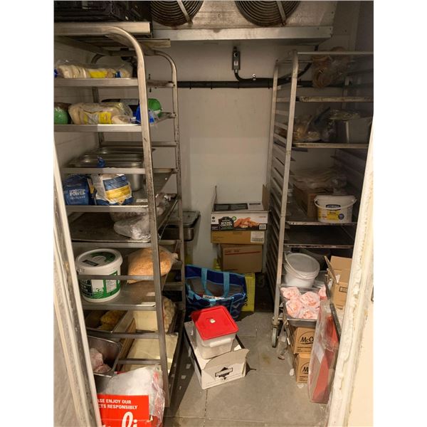 Contents of walk in freezer includes 2 rolling racks and all food - buyer must take all