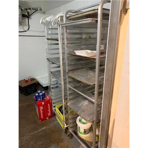 Contents of walk in cooler includes 2 bakers racks and 2 metro rack and all food ( no alcohol) - buy