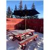 Image 3 : Patio Red 70 inch wood Pic Nic Table with Umbrella ( color of umbrella may be red or black)