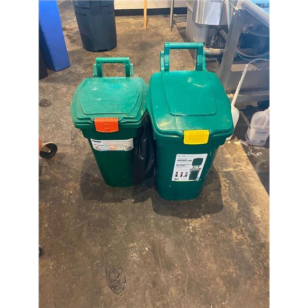 Lot of 2 Secure Lid compost Bins