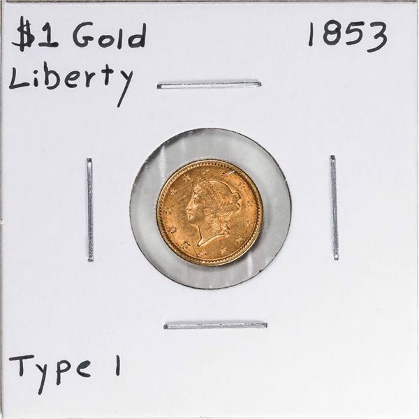 1853 Type 1 $1 Liberty Head Gold Dollar Coin