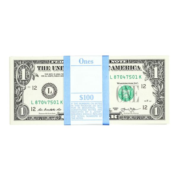 Pack of (100) Uncirculated Consecutive 2013 $1 Federal Reserve Notes San Francisco