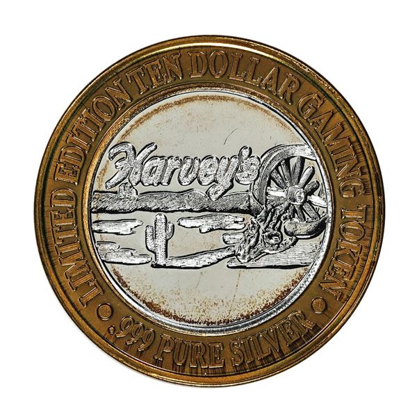 .999 Fine Silver Harveys Resort Lake Tahoe, Nevada $10 Limited Edition Gaming Token
