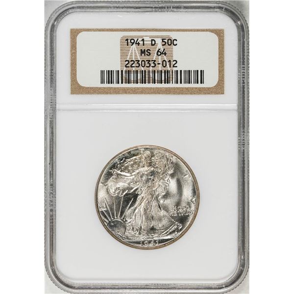 1941-D Walking Liberty Half Dollar Coin NGC MS64