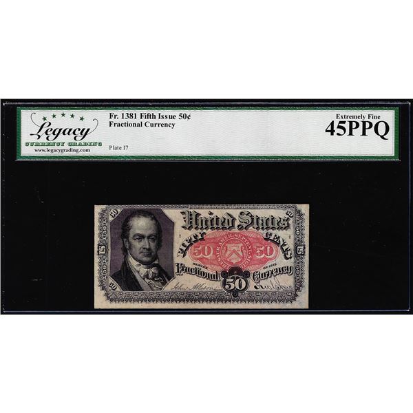 1875 Fifth Issue 50 Cent Fractional Currency Note Fr.1381 Legacy Extremely Fine 45PPQ