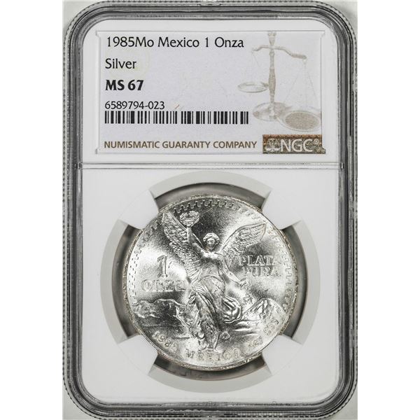 1985Mo Mexico 1 Onza Libertad Silver Coin NGC MS67