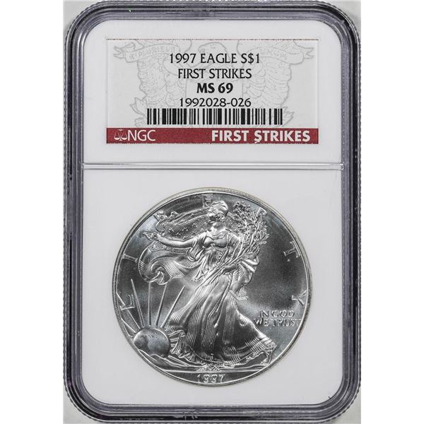 1997 $1 American Silver Eagle Coin NGC MS69 First Strikes