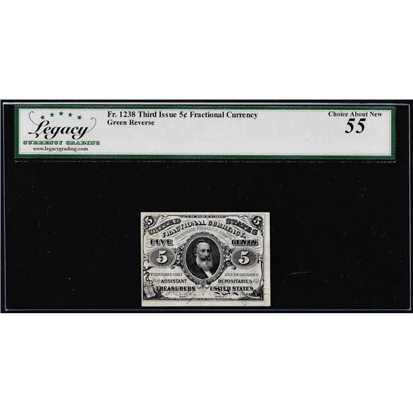 1863 Third Issue Five Cents Fractional Note Fr.1238 Legacy Choice About New 55