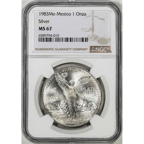 1983Mo Mexico 1 Onza Libertad Silver Coin NGC MS67