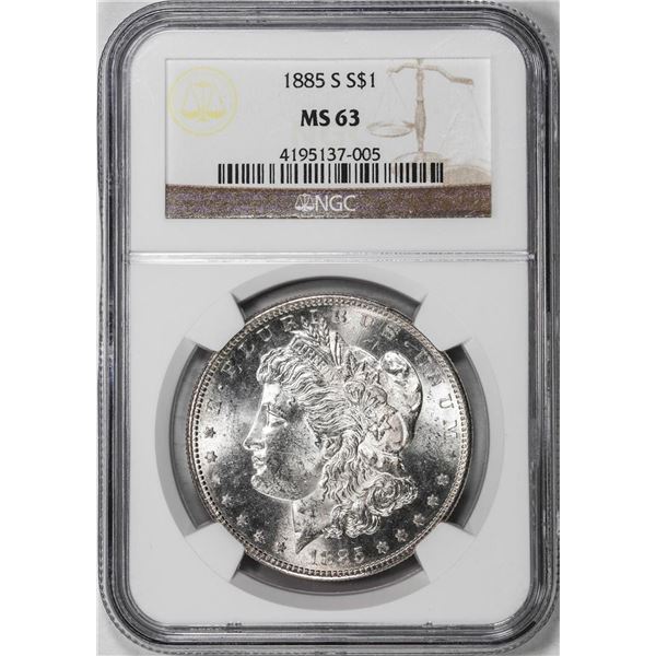 1885-S $1 Morgan Silver Dollar Coin NGC MS63